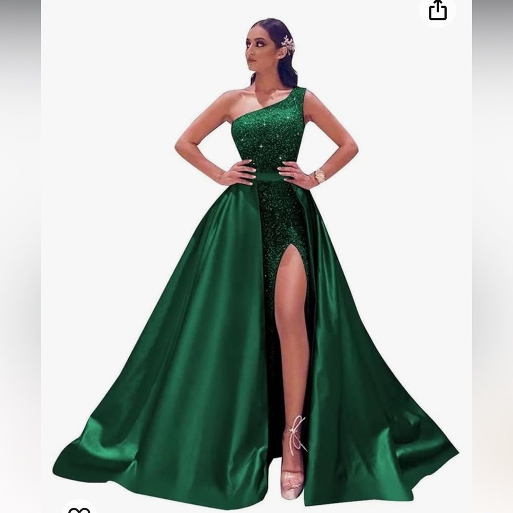 Sequin One Shoulder Prom Dress Long Satin Formal Evening Party Gown NEW w/o tags